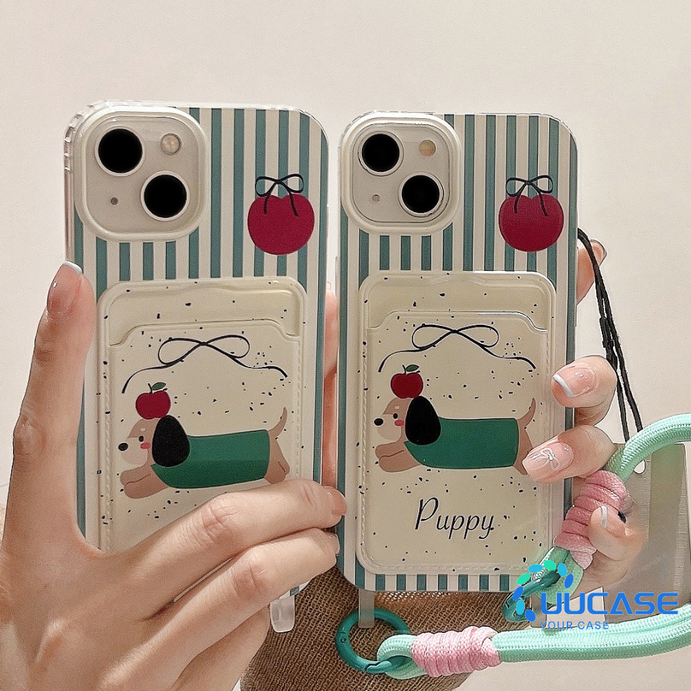 ลาย Dachshund สายรัดข้อมือสุนัขสําหรับ iPhone15 เคสโทรศัพท์ 15plus 15promax 14plus 14max xr 7plus 8plus xsmax 14 13promax ผู้ถือบัตรผู้ถือบัตรการ์ด 12 Soft Shell แบบพกพา Lanyard น่ารักการ์ตูนสนุกใหม่หญิง GKB