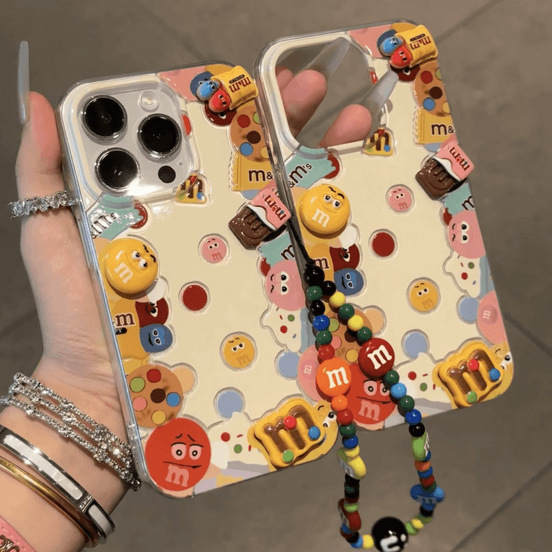 เคส INS style Redmi Note 13 Pro 5G 12S 12 11 11S 10S 10 2022 4G 13C 12C 10C 10A 9T 9C 9A 9 8 A3 A2 A1 A2+ A1+ Mi POCO C65 C61 C50 C51 C55 M6 X6 X5 X3 NFC M2 Cute Keychain M&M's Chocolate Pendant Strap Phone Case YS 47