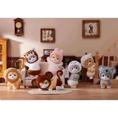 MINISO Cat Fu Sandy Series Furry Party Blind Box Figure อินเทรนด์ของเล่นเครื่องประดับของขวัญวันเกิด