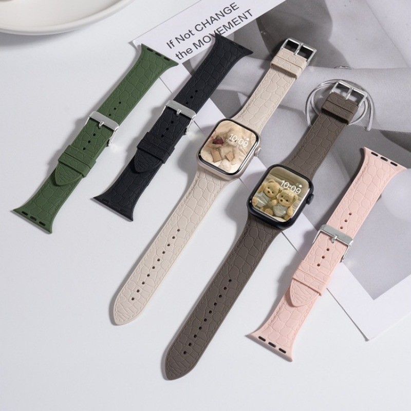 38/40/41 มม.42/44/45/49 มม.สายยางสําหรับนาฬิกาอัจฉริยะ S8 ซิลิโคน Pebbled สายรัด SE กีฬานาฬิกาเปลี่ยนสร้อยข้อมือนาฬิกา
