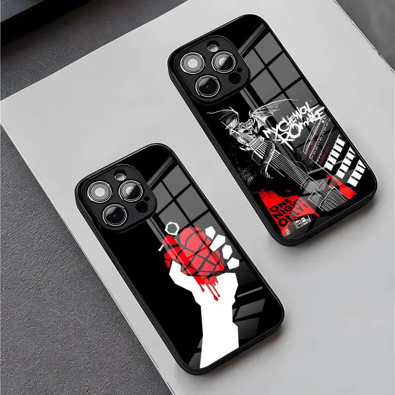 BK-1 My Chemical Romanceเคสโทรศัพท์สําหรับiPhone 17,15 Pro Max 14 Plus 12 Mini 11 13 X XR XS 8 7 Plus SEกระจกนิรภัยปกหลัง