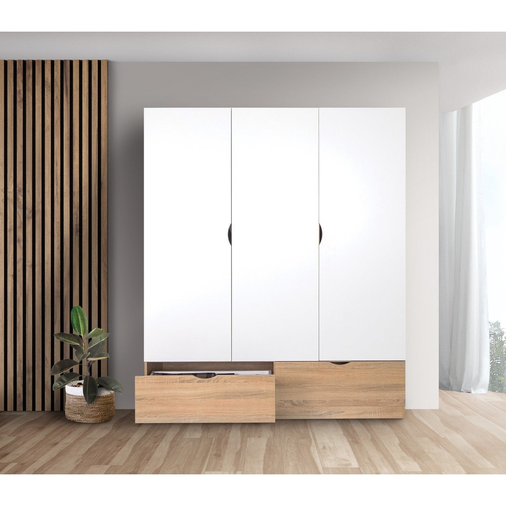 SB Design Square ตู้เสื้อผ้าบานเปิด รุ่น Havin สีขาว (150X60X180 ซม.) แบรนด์ KONCEPT FURNITURE