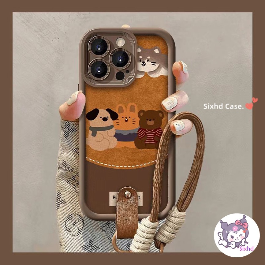 สําหรับsamsung S21Ultra S24 Ultra S24Plus S23FE Samsung S21FE S23Plus S23 S22 S21 Plus A73 A72 A52 A52S A25 5G Matteการ์ตูนสัตว์น่ารักหัวเข็มขัดกรณีโซ่นุ่ม