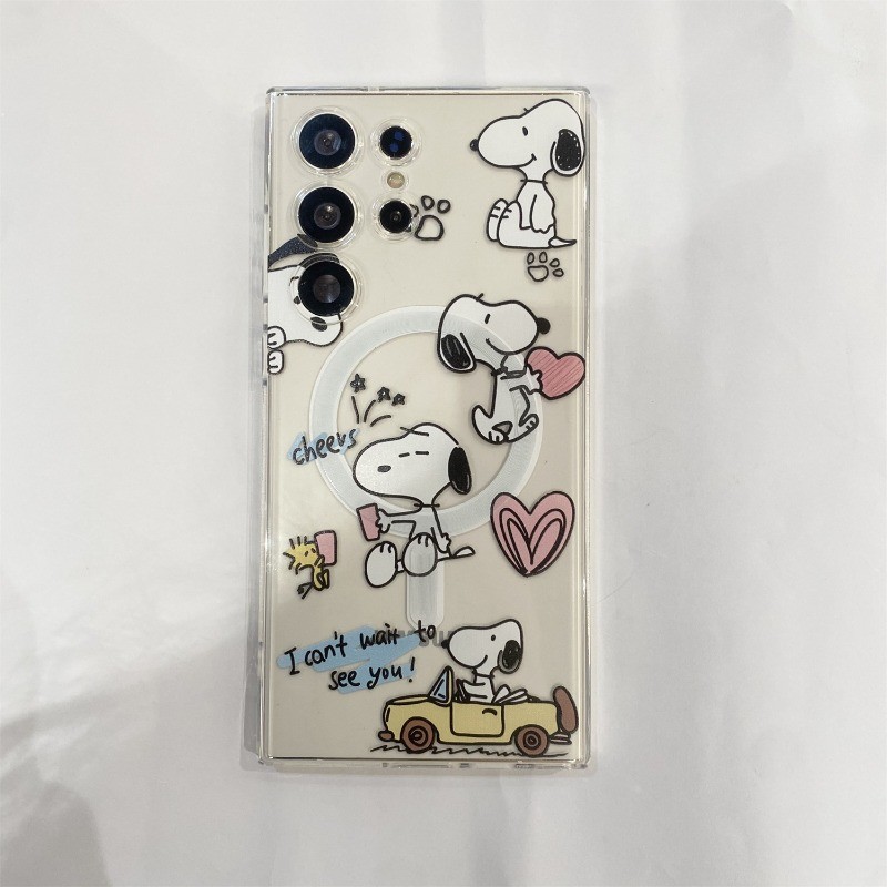 สําหรับ Samsung S24 Ultra A05 A05S A15 A35 A55 การ์ตูนแว่นตากันแดด Snoopy เคสโทรศัพท์สําหรับ Samsung S23 Plus S22 Ultra S21 FE หมายเหตุ 20 10 แม่เหล็กดึงดูดซิลิคอนสีดําฝาครอบ - รูปที่ 6