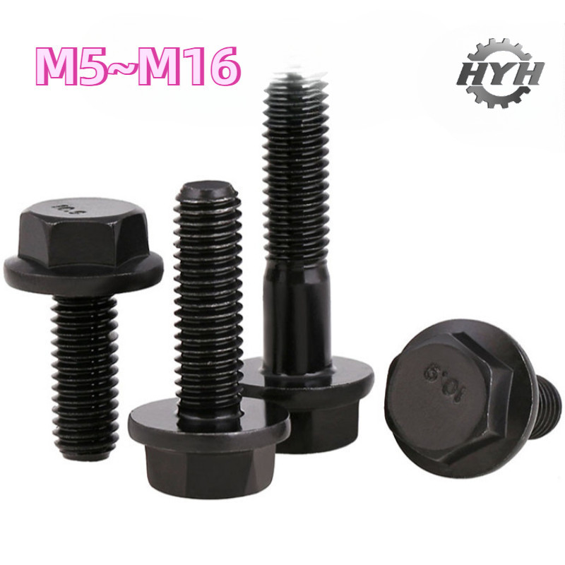 [HYH] เกรด 10.9 สลักเกลียวหน้าแปลนหกเหลี่ยมภายนอก สกรูกันลื่นขนาดใหญ่พิเศษพร้อมแผ่นรอง M5M6M8M10M12M14M16Hardware