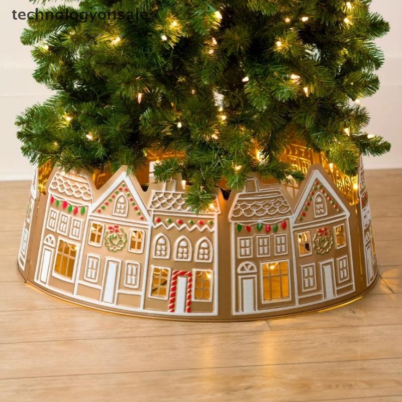 [technologyonsale] Lighg Gingerbread House ปลอกคอต้นคริสต์มาส LED กระโปรงต้นคริสต์มาสสําหรับครอบครัว Christmas Party, LED Christmas Tree Skirt Boutique