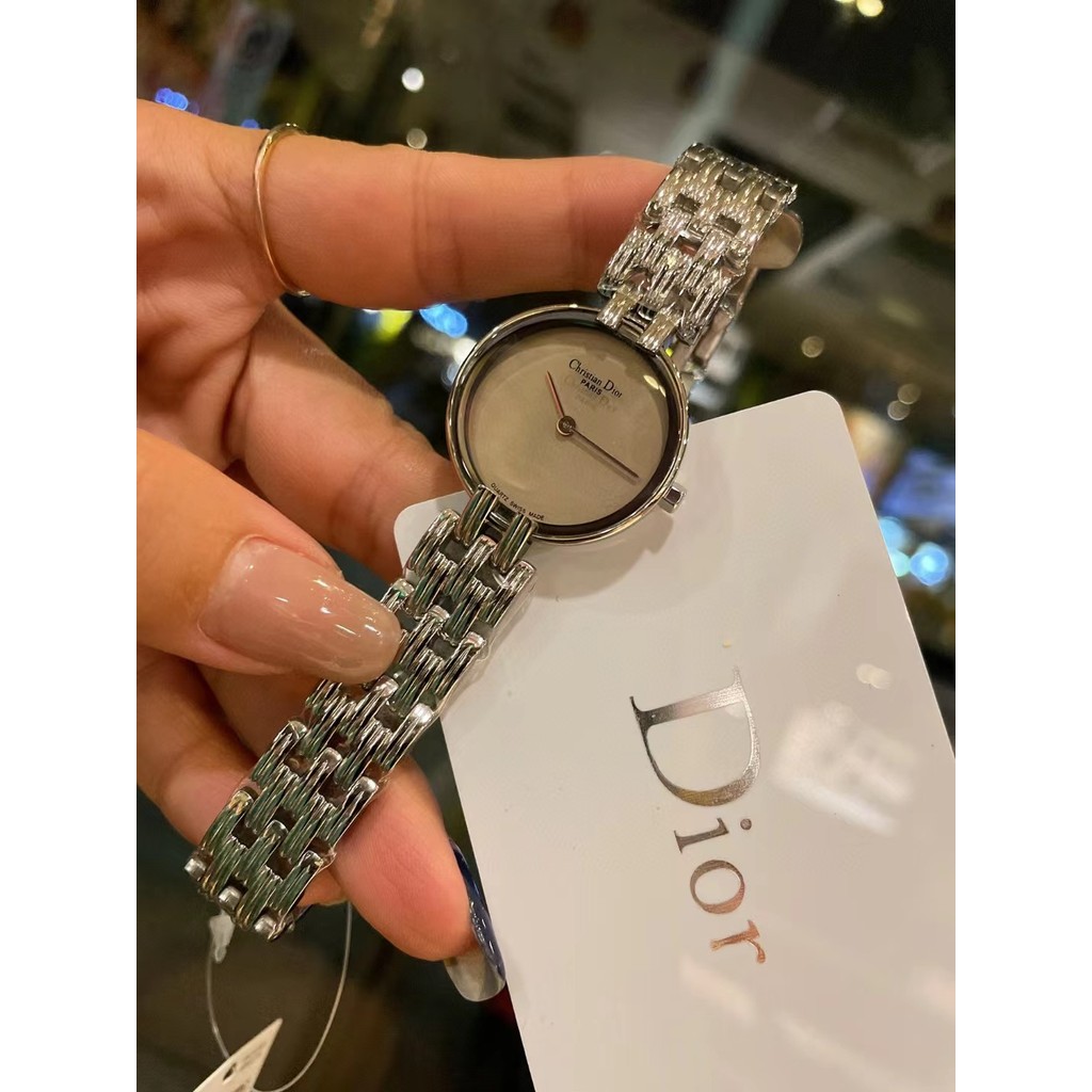 นาฬิกาสําหรับผู้หญิง คุณภาพสูง Dior สายเหล็กไร้เทียนไม่มี นาฬิกาลําลองผู้หญิง