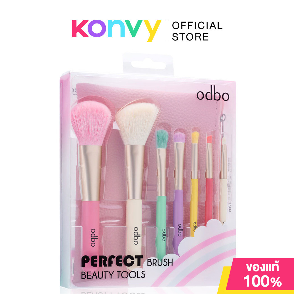 ODBO Perfect Brush Beauty Tools 7pcs OD8-193 โอดีบีโอ เซทแปรงแต่งหน้าสีพาสเทล 7 ชิ้น.