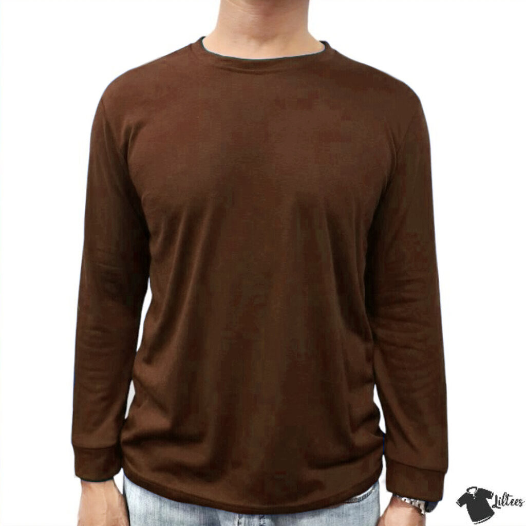 เสื้อคอกลม แขนยาว เสื้อคนงาน สีน้ำตาล