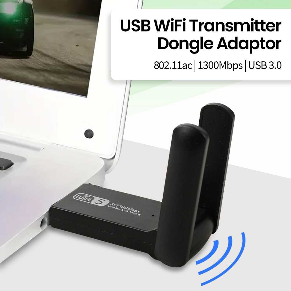ICANING อะแดปเตอร์ดองเกิลส่งสัญญาณ USB WiFi 802.11ac 1300Mbps - AC1300