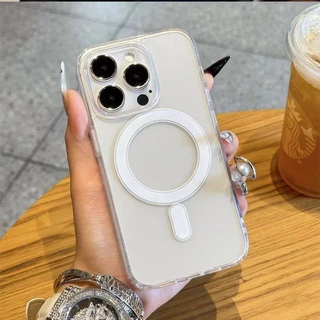 Matte โปร่งแสงโทรศัพท์ไร้สายชาร์จฝาครอบแม่เหล็กสําหรับ iPhone 15 16 14 13 12 11 Pro Max 16 Plus เคสโทรศัพท์