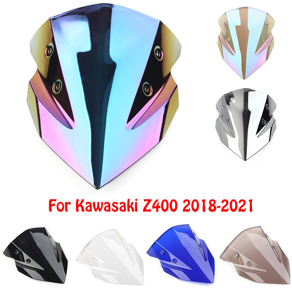 กระจกสําหรับ Kawasaki Ninja Z400 Z 400 2018-2020 2021 Double Bubble WindScreen อุปกรณ์มอเตอร์ไซค์ Fairing Deflector