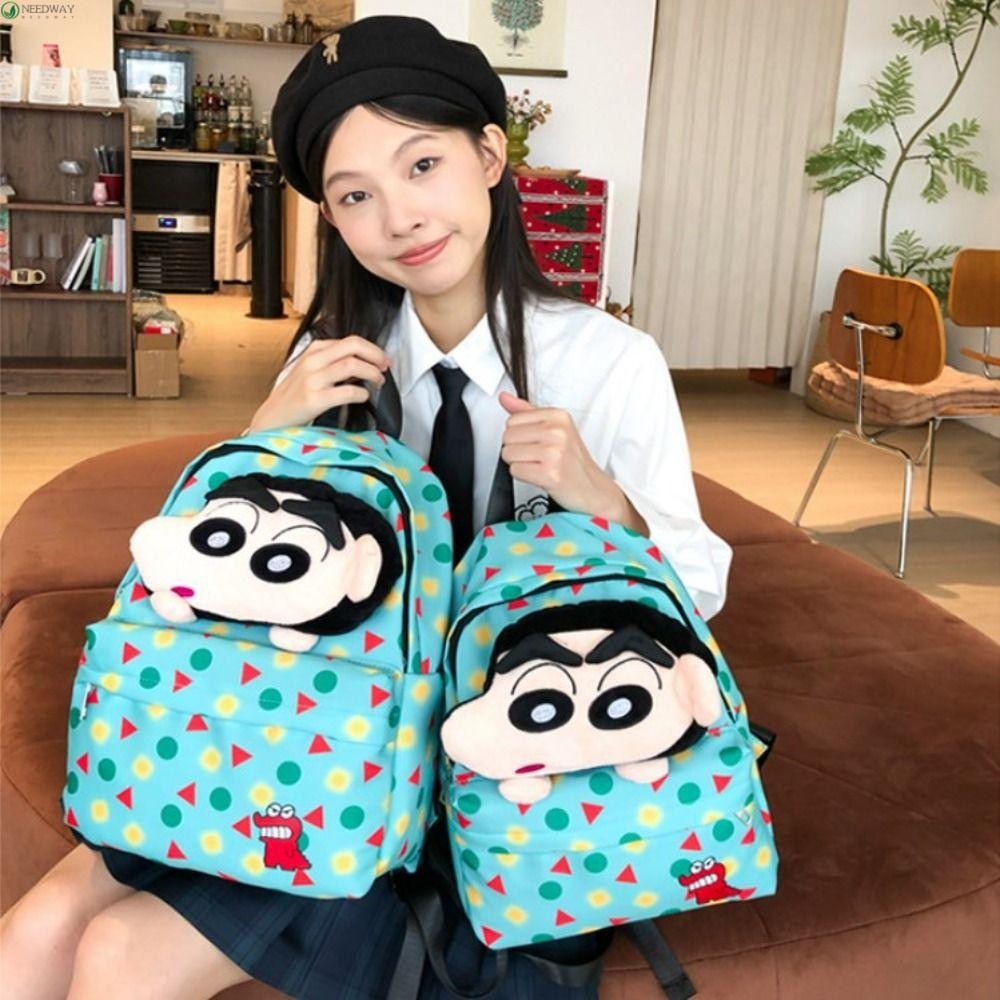กระเป๋าเป้สะพายหลัง NEEDWAY Crayon Shin Chan, ตุ๊กตาดีไซน์น่ารักกระเป๋าสะพาย Crayon Shin Chan, แบบพกพาความจุขนาดใหญ่กระเป๋าเดินทางลําลองกลับไปกระเป๋านักเรียนนักเรียน