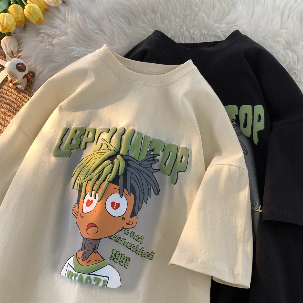 （พร้อมส่งจากกทม มาถึงใน 2วัน）เสื้อผ้าเด็ก เสื้อยืดแขนสั้นผ้าฝ้ายพิมพ์ลายการ์ตูนสบาย ๆ สำหรับเด็ก 100%cotton size：90-150