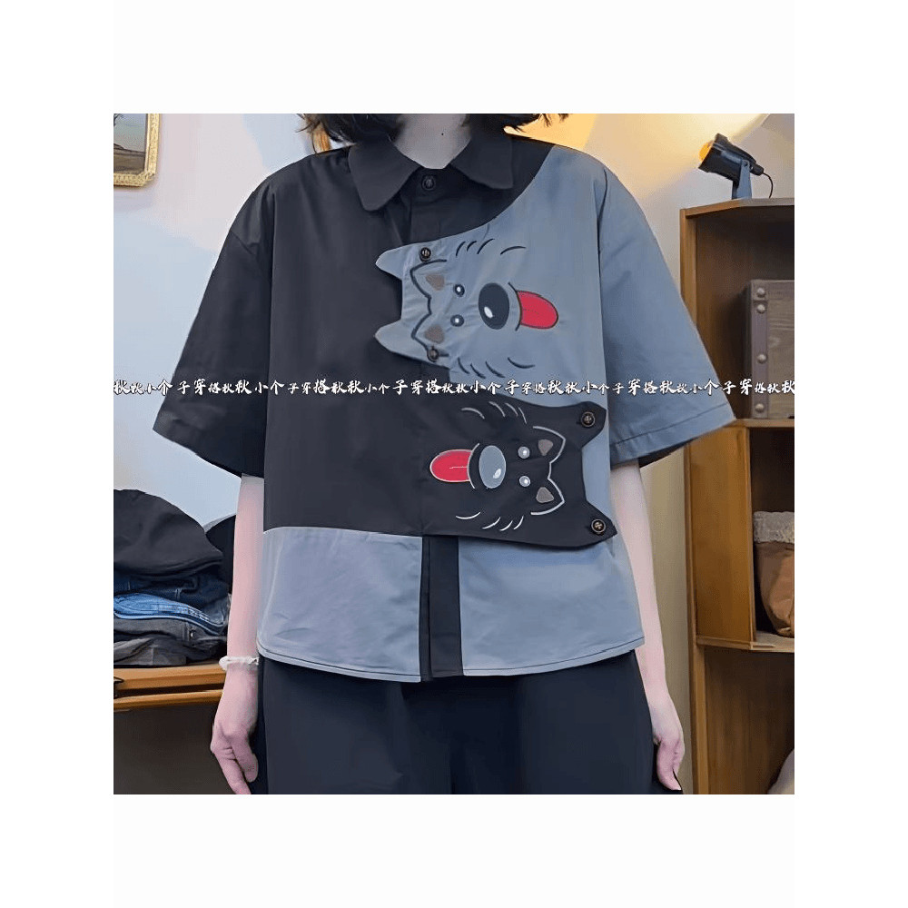 ใหม่ชนกลุ่มน้อยขนาดใหญ่พิเศษสามมิติสุนัขเย็บเสื้อเชิ้ตผู้ชาย