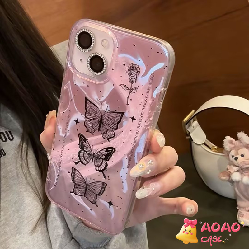 ดอกไม้ผีเสื้อแฟนตาซีแสนโรแมนติก เคสiPhone 16 11 13 14 15 12 Pro Max 7Plus 8Plus XR 7 16 8 15 Plus X XS Max SE 2022