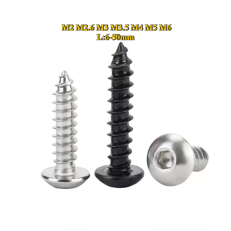 ((BY-XSP-W) Button Head Hexagon Socket Machine Screw/น็อต สกรู หัวจมกลม เหล็กกล้าคาร์บอน/ชุบนิกเกิล 