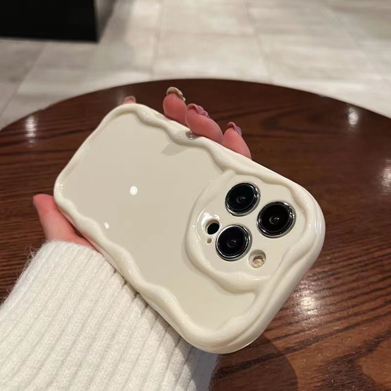Case For เคส iPhone 15 16 Pro 11 13 12 14 Pro Max 7 8 15 Plus XR XS Max SE 2020 เคสขอบคลื่นโปร่งใส รอยยิ้มสายรุ้ง