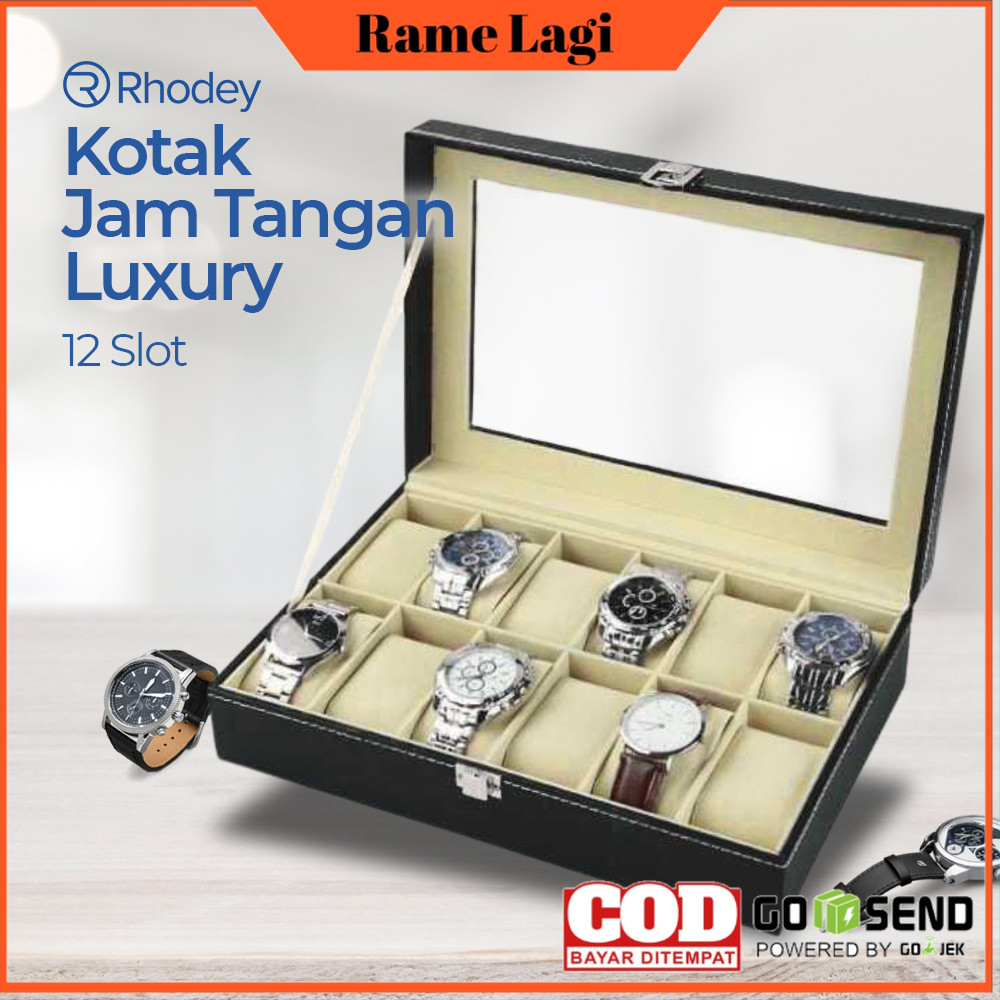 Rhodey Luxury 12-Slot Watch Storage Organizer - Z-0003 - OMWS4EBK