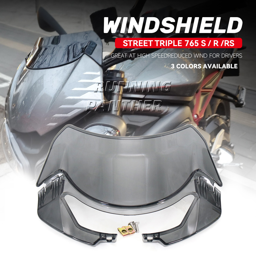 Y2020 2021 2022 765 RS R S กระจกรถจักรยานยนต์กระจกกีฬา Deflector ลมสําหรับ Street Triple 765S 765RS 