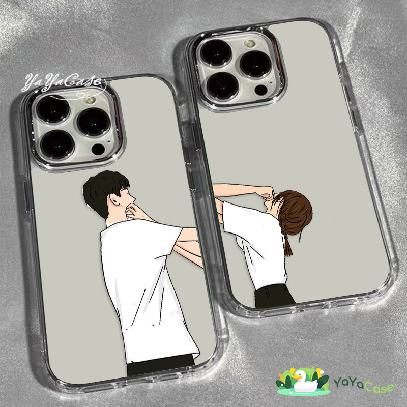 【Couple Case】สำหรับ เคสไอโฟน11 13 16 14 15 12 PRO MAX X XR XS MAX 7 8 PLUS Naughty Style โปร่งใสขั้นสูง กรอบรูปโลหะ เคส