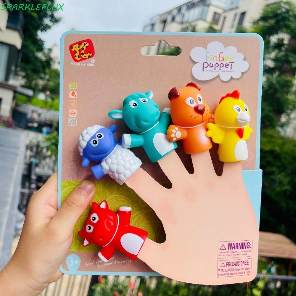 ประกายไฟ 5ชิ้นมินิสัตว์หุ่นมือ,ที่มีสีสันการศึกษาของเล่นตุ๊กตาหุ่นนิ้วชุดของเล่น,สนุกความปลอดภัย มอนเตสซอรี่ กระต่ายเ