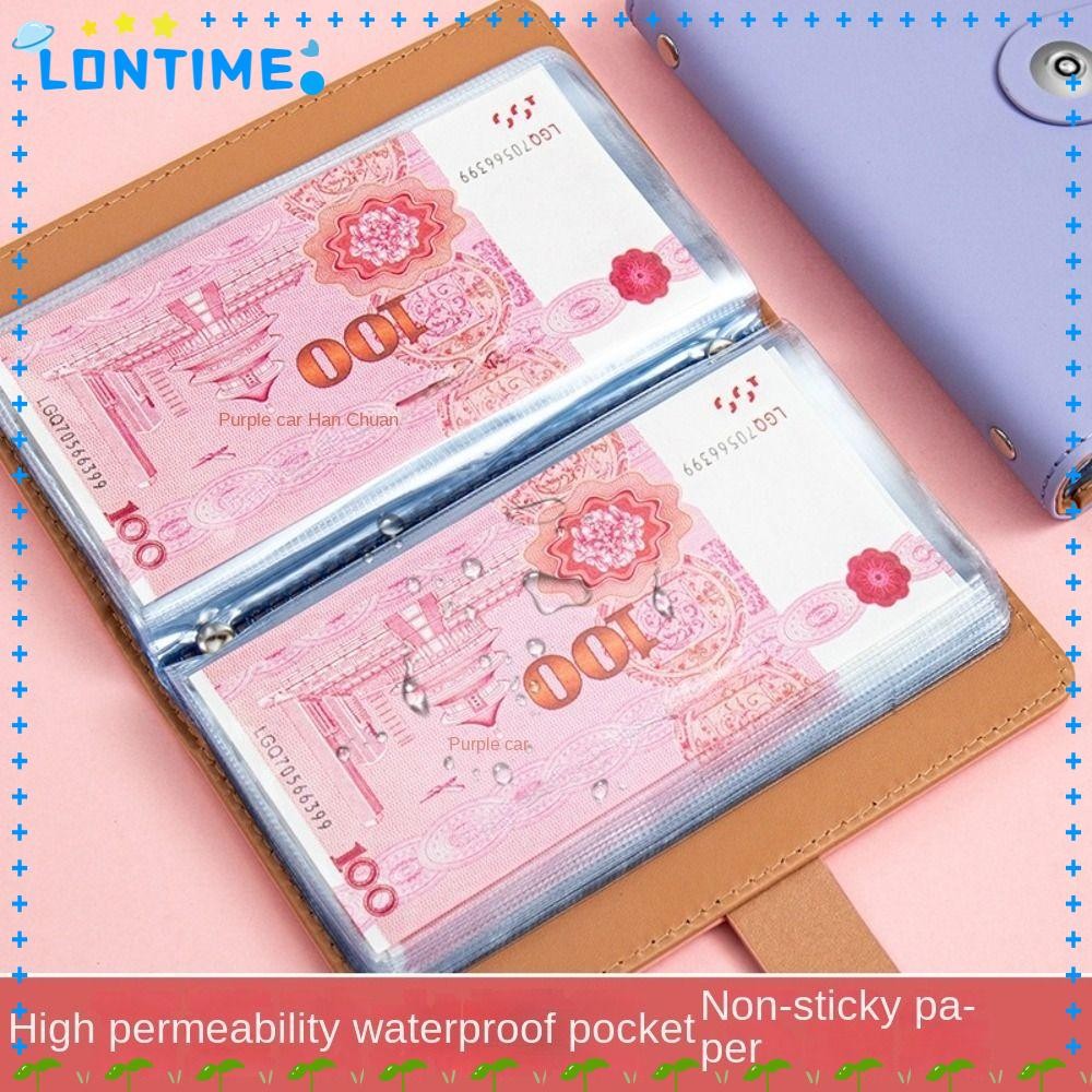 Lontime Mini Binder Saving Challenge,ขนาดใหญ่ความจุกันน้ํา 100 ซองเงินประหยัด Challenge,ของขวัญ PU Reusable น่ารัก Saving Challenge แผ่นเด็ก