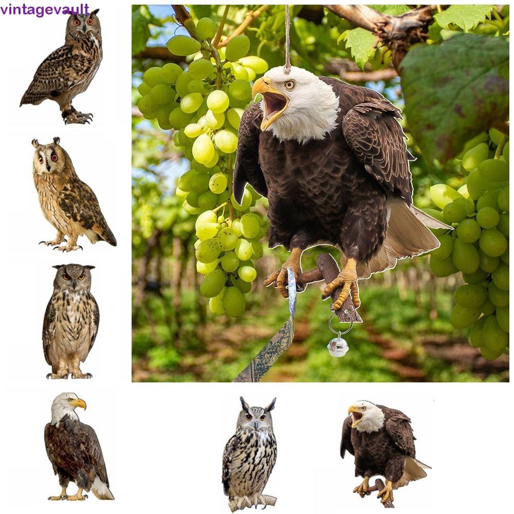 Vintagevault Bird Repellent หุ่นไล่กานกฮูก,แขวนกันน้ําปลอมอุปกรณ์ Scare,เครื่องมือไล่นกสี่เหลี่ยมผืนผ้าพร้อม Bells Bird Repeller Patio