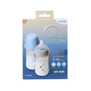 [NEW] NATUR เนเจอร์ INFINIT ขวดนมอินฟินิท ขวดนมเด็ก ขวดนมสีชา PES 9oz แพ็ก 2 พิมพ์ลาย