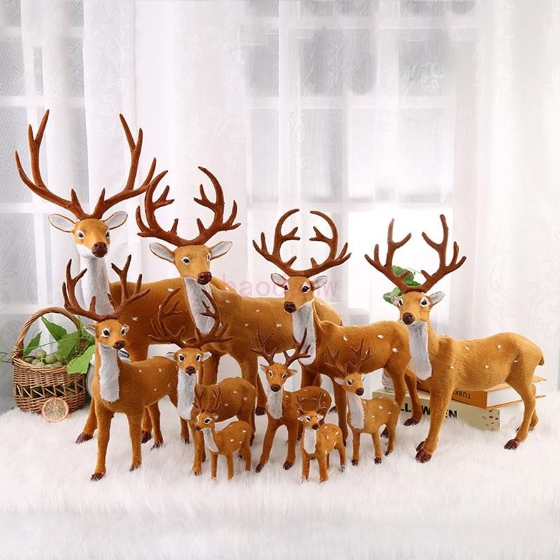 Bdw ยืนคริสต์มาส Sika Deer ตุ๊กตารูปปั้นจําลอง Plush Reindeer