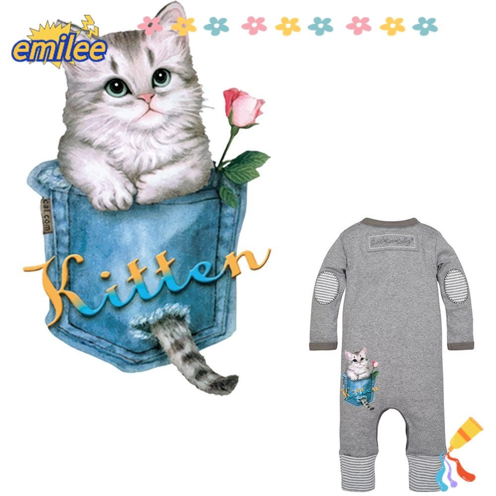 Emilee สติ๊กเกอร์ถ่ายเทความร้อน A-level Washable เสื้อผ้าเสื้อยืดเหล็กบน Appliques