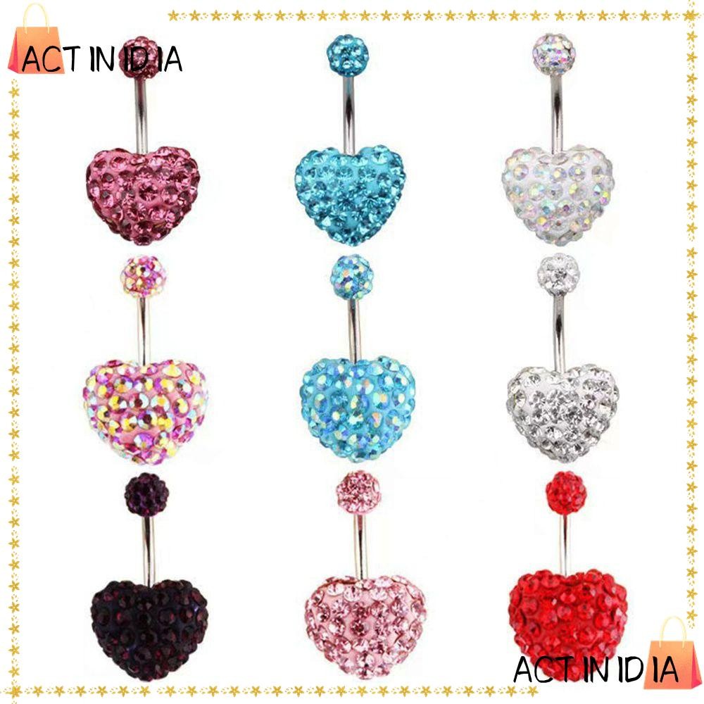 Actinidia จิวสะดือบาร์ Dangly Multi Crystal Jewellery Body Piercing