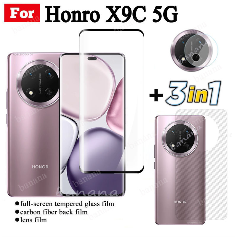 3 in 1 Honor X9C 5G กระจกนิรภัยสําหรับ Honor X9A X9B ป้องกันหน้าจอเลนส์กล้องกระจกคลุมทั้งหมดฟิล์มกระจกนิรภัย