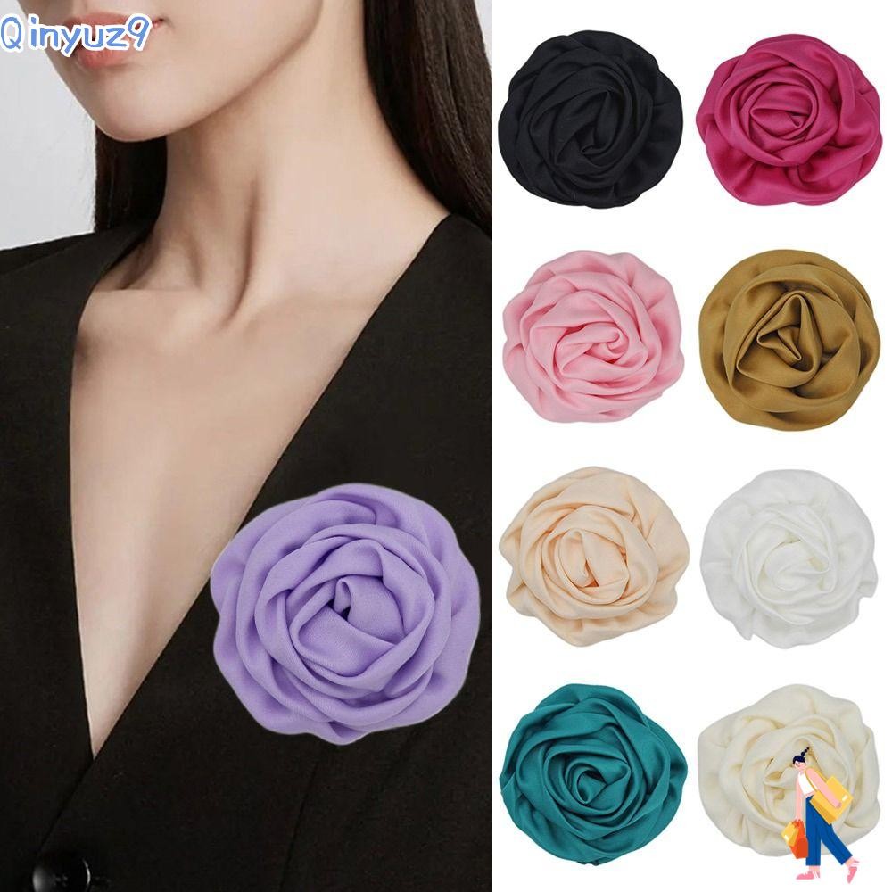 Qinyuz9 เข็มกลัดลายดอกไม้ม้วน, เข็มกลัดผ้าแฮนด์เมด, เข็มกลัดปก DIY 7CM