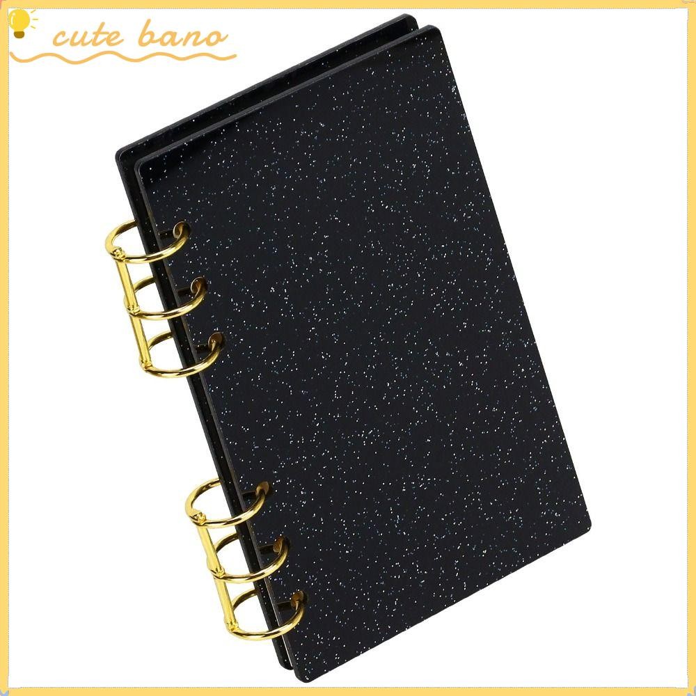 Bano1 เปลือกโน๊ตบุ๊คแบบหลวม, อุปกรณ์เครื่องเขียนสํานักงานแวววาว A6 ปกโน๊ตบุ๊ค, สร้างสรรค์อะคริลิใส Binder โน๊ตบุ๊คเชลล์นักเรียน