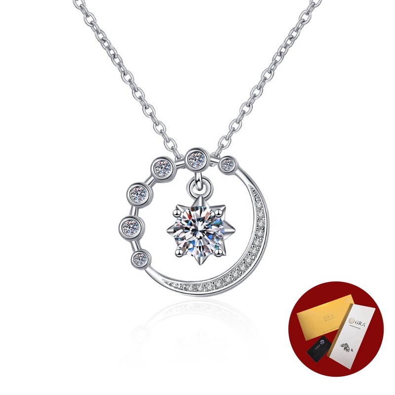 (มีใบรับรอง Gra) สร้อยคอ Moissanite วงกลมกลวง Pt950 จี้แพลทินัม