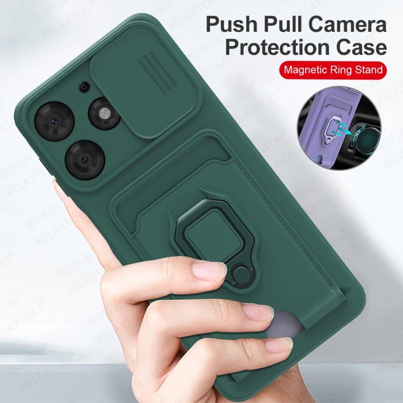 สําหรับrealme 12 Lite C67 C65 C63 C61 11 4G C55 C53 การ์ดแหวนโลหะผู้ถือสไลด์ฝาครอบกล้องกันกระแทกเคสโทรศัพท์กันชนสําหรับRealmeหมายเหตุ 60 50 Narzo N63 N61 N55 N53 C51
