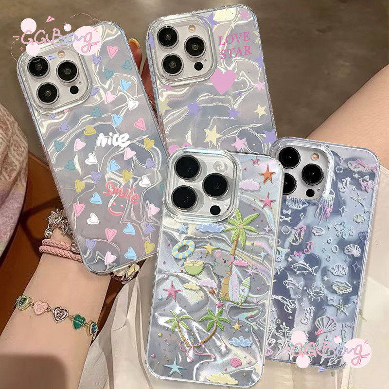 ความคิดสร้างสรรค์ภายใต้ดาวสีรักหัวใจคลื่นน้ำปกใหม่ เคสไอโฟน 13 16 11 15 12 14 Pro Ma XR 16 8 7 Plus X XS Max SE 2020 เคส