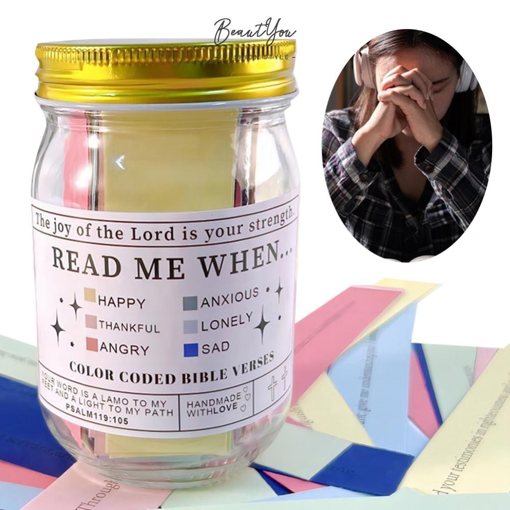 Bible Verse Jar Gratitude Jar 60 การ์ด Blessings Jar ของขวัญคริสเตียนที่ดีที่สุด [BeautYou.th]