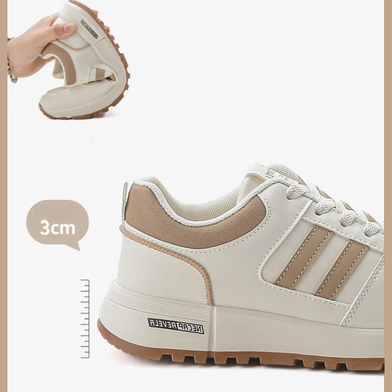 👣KX👣รองเท้าสีขาว เนื้อหนังแท้ แบบใหม่ รองเท้าสตรีเรียบหรู พื้นหนากันลื่น น้ำหนักเบา สีขาว รองเท้ากีฬาสตรี