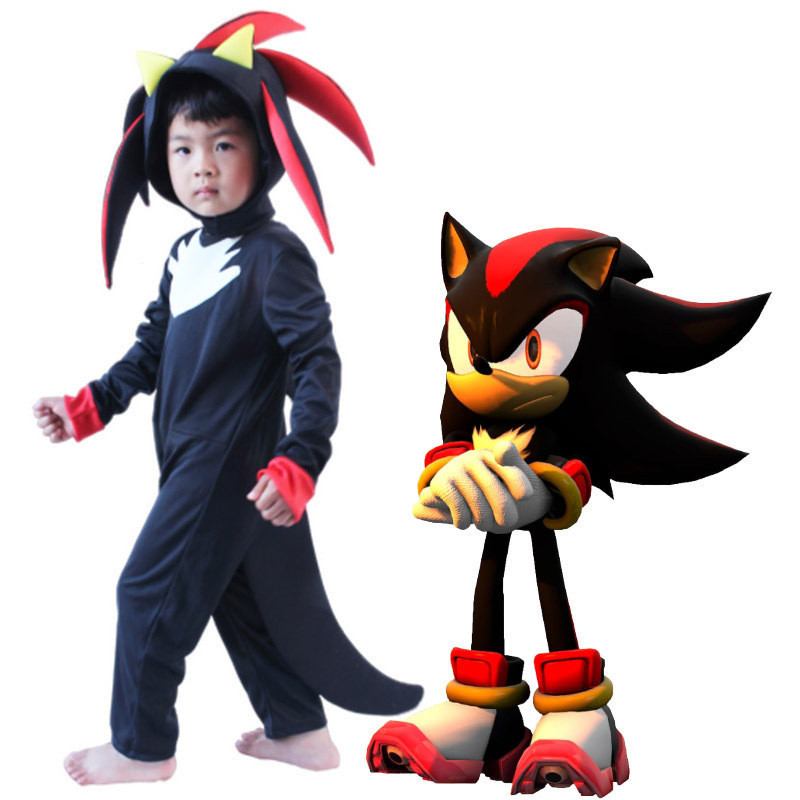 เด็กคอสเพลย์เครื่องแต่งกาย NPC Sonic jumpsuit headgear ถุงมือสีดำ Supersonic KID COSPLAY