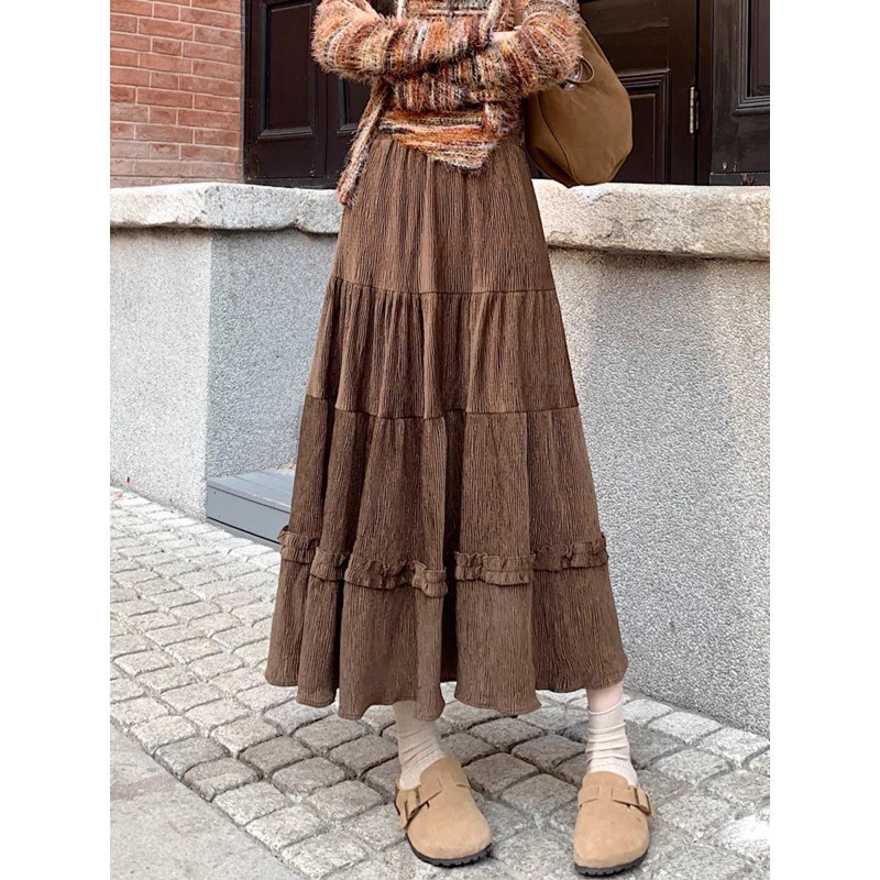 (ส่งจากไทย)กระโปรงยาวลูกไม้ลายฉลุ กระโปรงยาวสีพื้น แต่งลูกไม้ งานเกาหลี คิวส์สุดๆ(มีซับในค่ะ) - รูปที่ 5