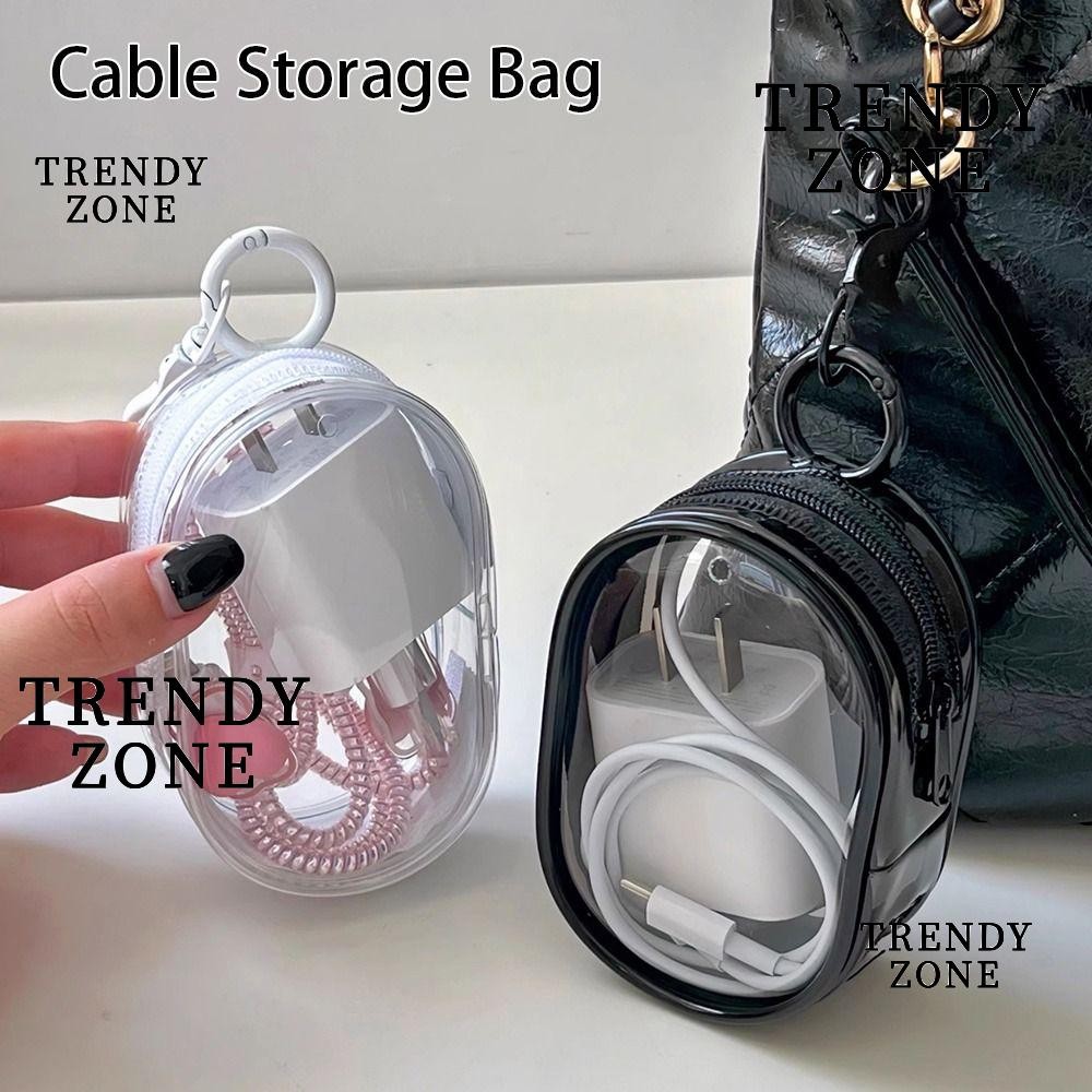 Trendyzone กระเป๋าเก็บของ 1 ชิ้น, กล่องเก็บสายเคเบิลข้อมูลแบบพกพาเดินทางกลางแจ้ง, กล่องเก็บสายเคเบิลข้อมูลชุดหูฟังมัลติฟังก์ชั่น