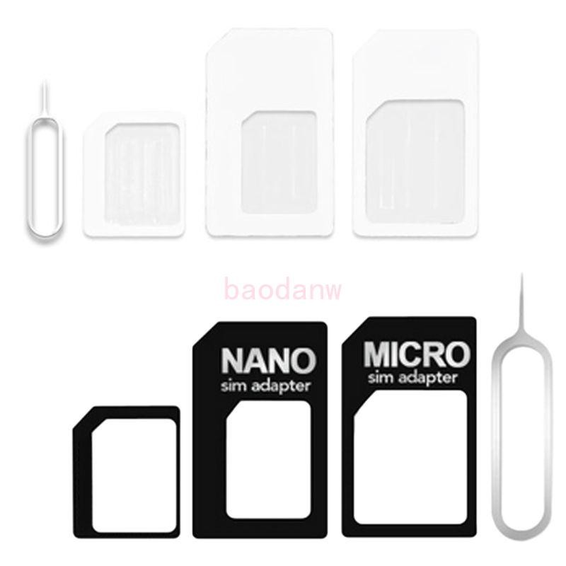 Bdw 4 In 1 Sim Card Adapter Kits with Card Pin Standard Micro Sim Tray to for Nano S