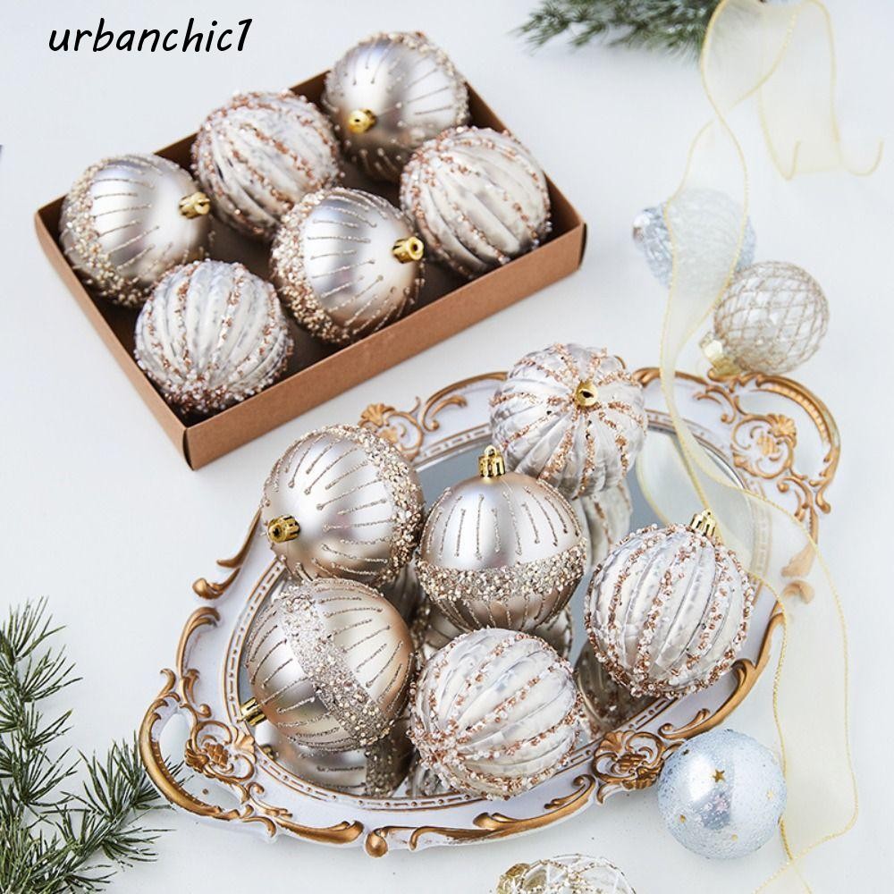 Urbanchic 6 ชิ้นทาสีลูกบอลคริสต์มาสชุด, 8 ซม.สีสัน Electroplated คริสต์มาสแขวนลูกบอล, Shatterproof ประณีตเครื่องประดับต้นคริสต์มาสเด็กของขวัญ