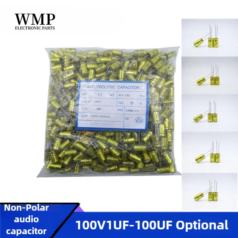 20/10 ชิ้นตัวเก็บประจุเสียง Non-Polar NP 100V 1UF-100UF 10x17 มม.