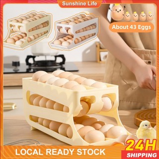 Double-layer Double-track Egg Organizer Box Kitchen Refrigerator Egg Storage Rack