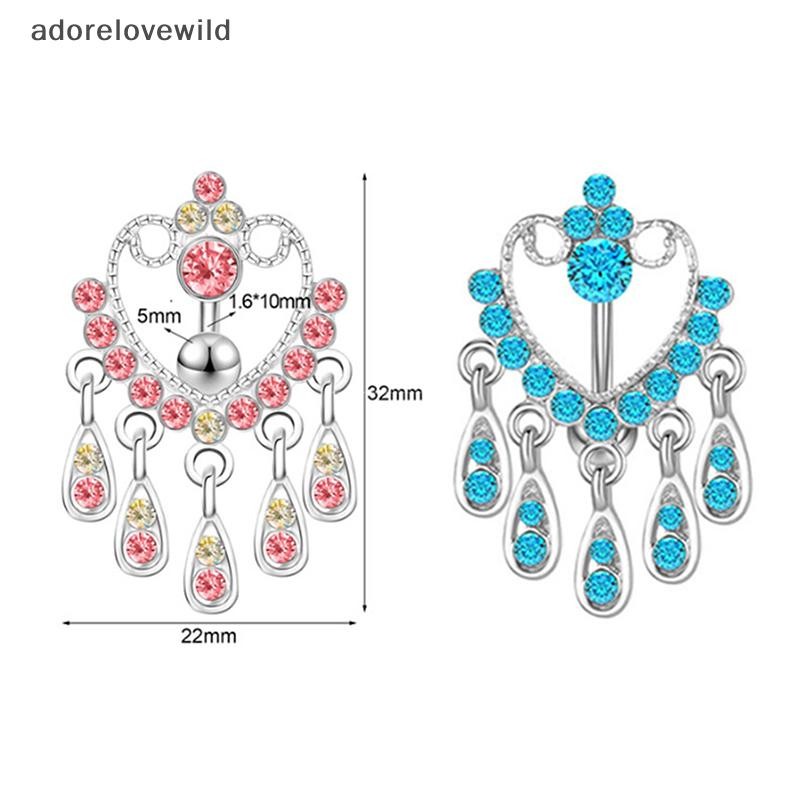 รักรักป่า คริสตัลสีชมพูจี้ปุ่มท้องแหวนสําหรับผู้หญิงสแตนเลสเครื่องประดับสะดือกระต่ายหัวใจหมีผีเสื้อท้องแหวน เอสเอฟ