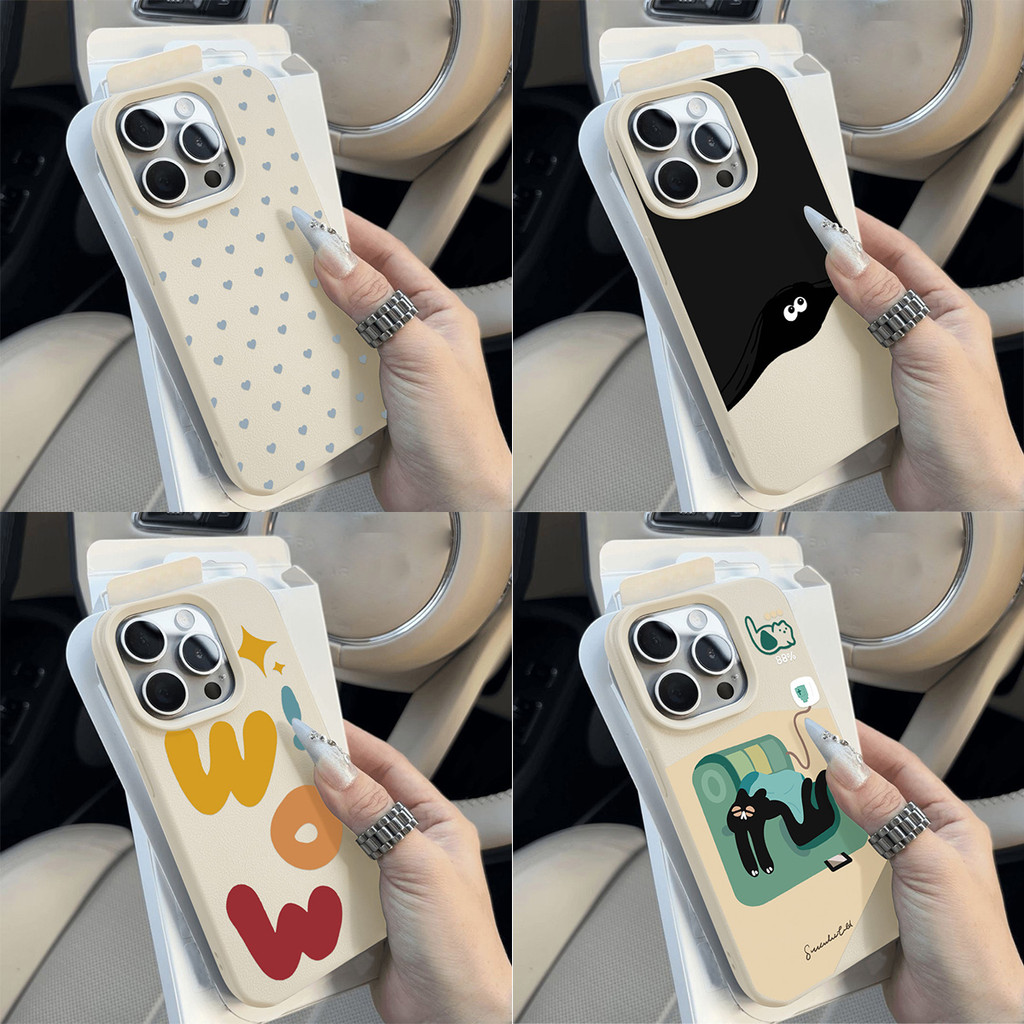 Case For iPhone 17 16 15 14 13 12 11 Pro Max 14Plus เคสโทรศัพท์การ์ตูน Matteฝาครอบโทรศัพท์นุ่ม เคส TPU กันกระแทกหนังนิ่ม