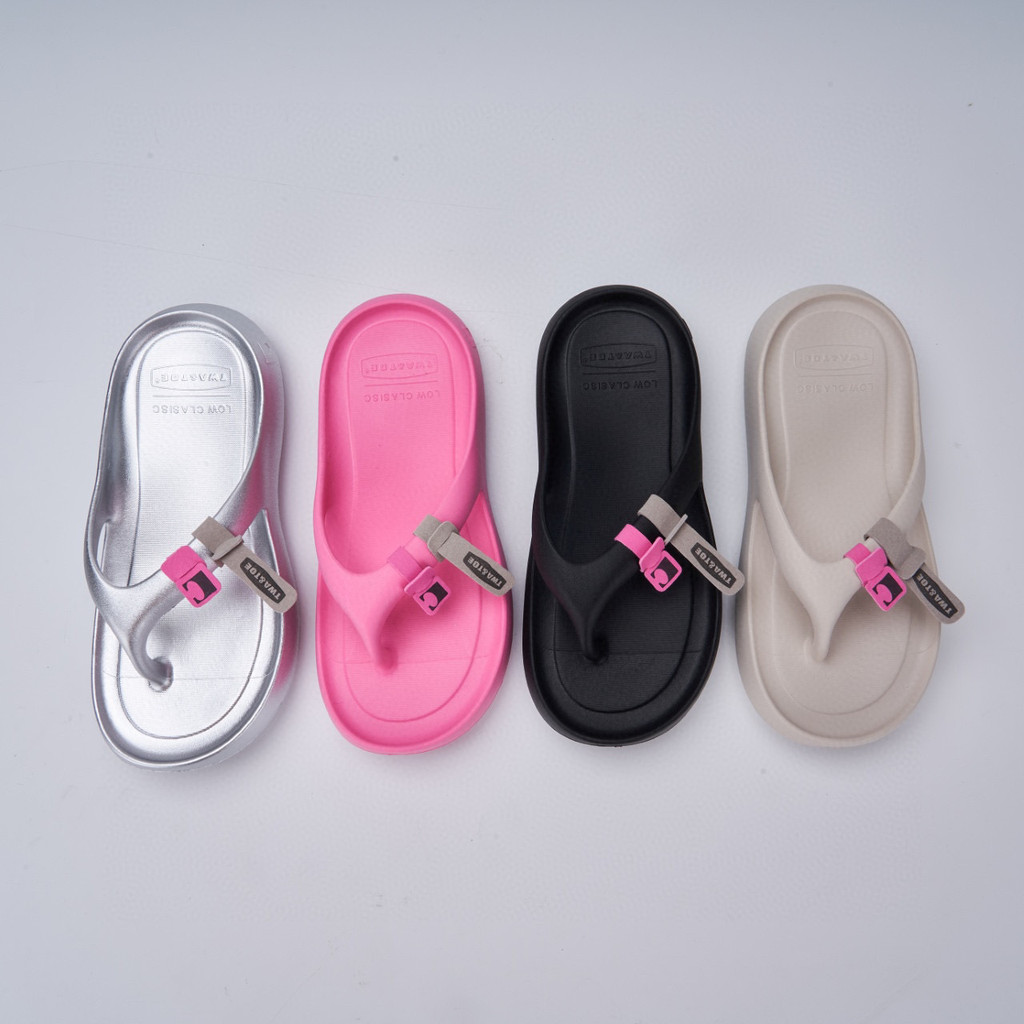 100twatoe Flip-Flops หนาSoled เพิ่มความสูงสุภาพสตรี Influencer Soft-Soled รองเท้าแตะรองเท้าแตะ